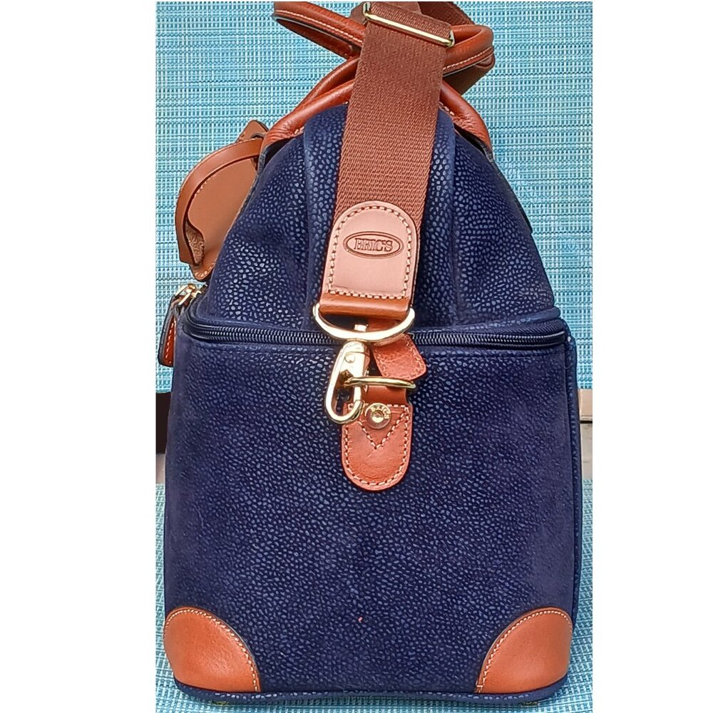 Bric's Dark Ocean Blue - Blue and Brown - Tuscan Train Beauty Case - Travel Bag - Picture 5 of 14